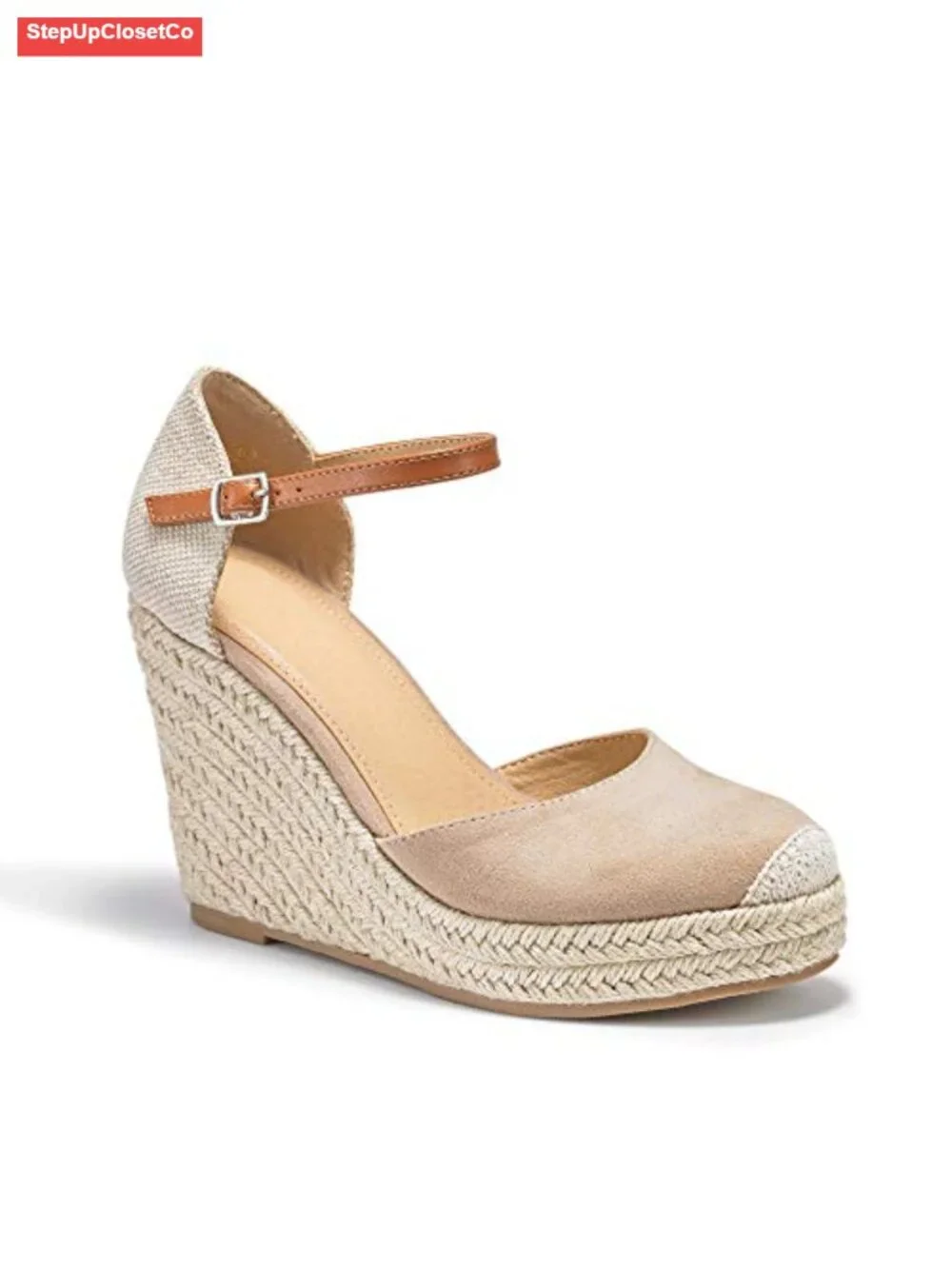 Espadrille Heel Platform Wedge Sandals Ankle Buckle Strap Closed Toe Shoes